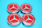 MERCEDES BENZ 75MM RED ON CHROME CAPS