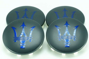 Genuine Maserati Gunmetal/Blue MATTE FINSH Wheel Center CAPS