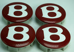 Genuine Bentley Continental GT Flying Spur Wheel Center Caps Red "B"Set